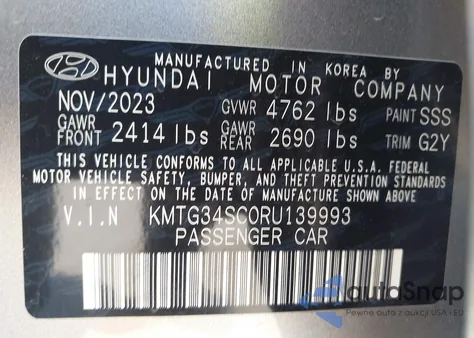 2024 Genesis G70 2.5T Rwd из США, поврежденный, VIN KMTG34SC0RU139993